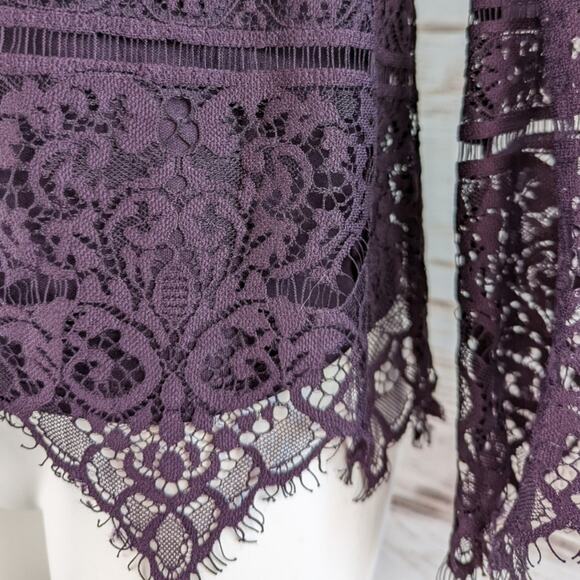 Apt 9 Purple Eyelash Lace Off the Shoulder Blouse XS - Picture 5 of 6